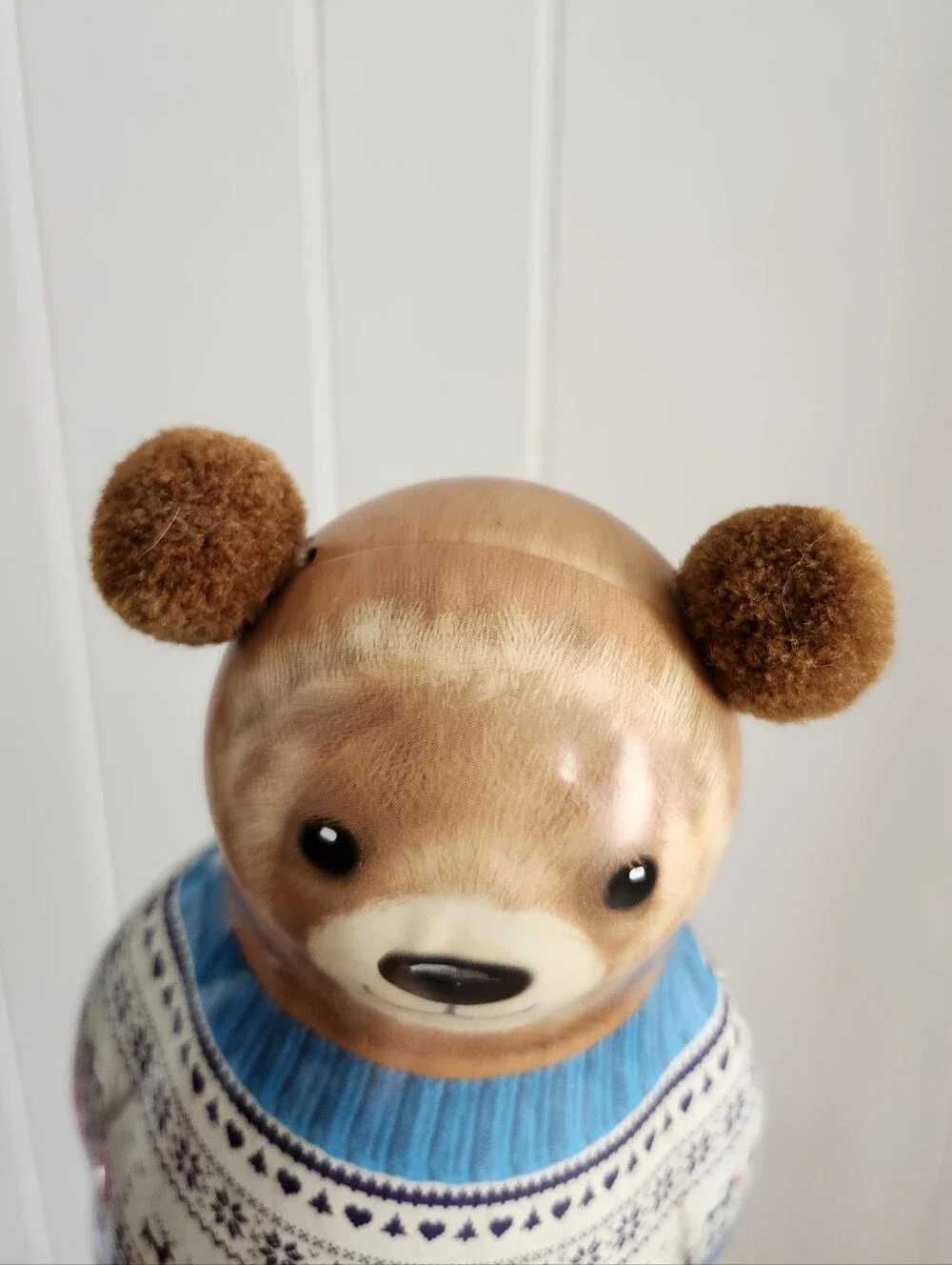 Teddy Bear In Fair Isle Sweater Empty Container